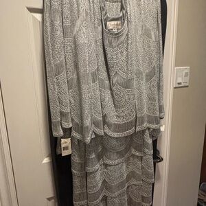 Chic Gray Patterned Long Sleeve Dress